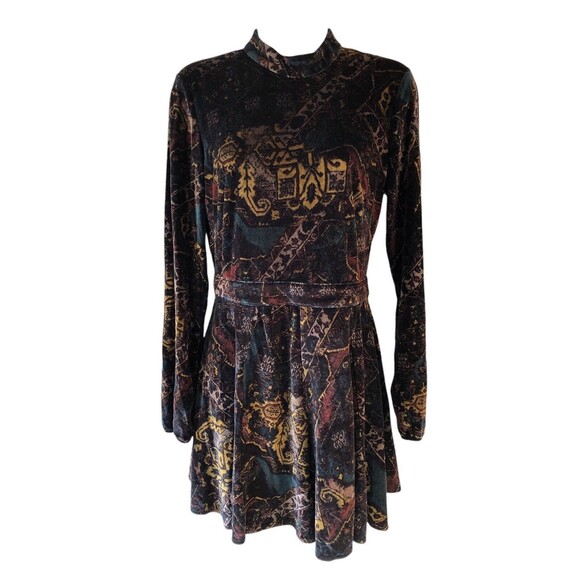 Free People Velvet Backless Romper Shorts Size 6 Shorts Long Sleeve High Neck - Picture 1 of 8